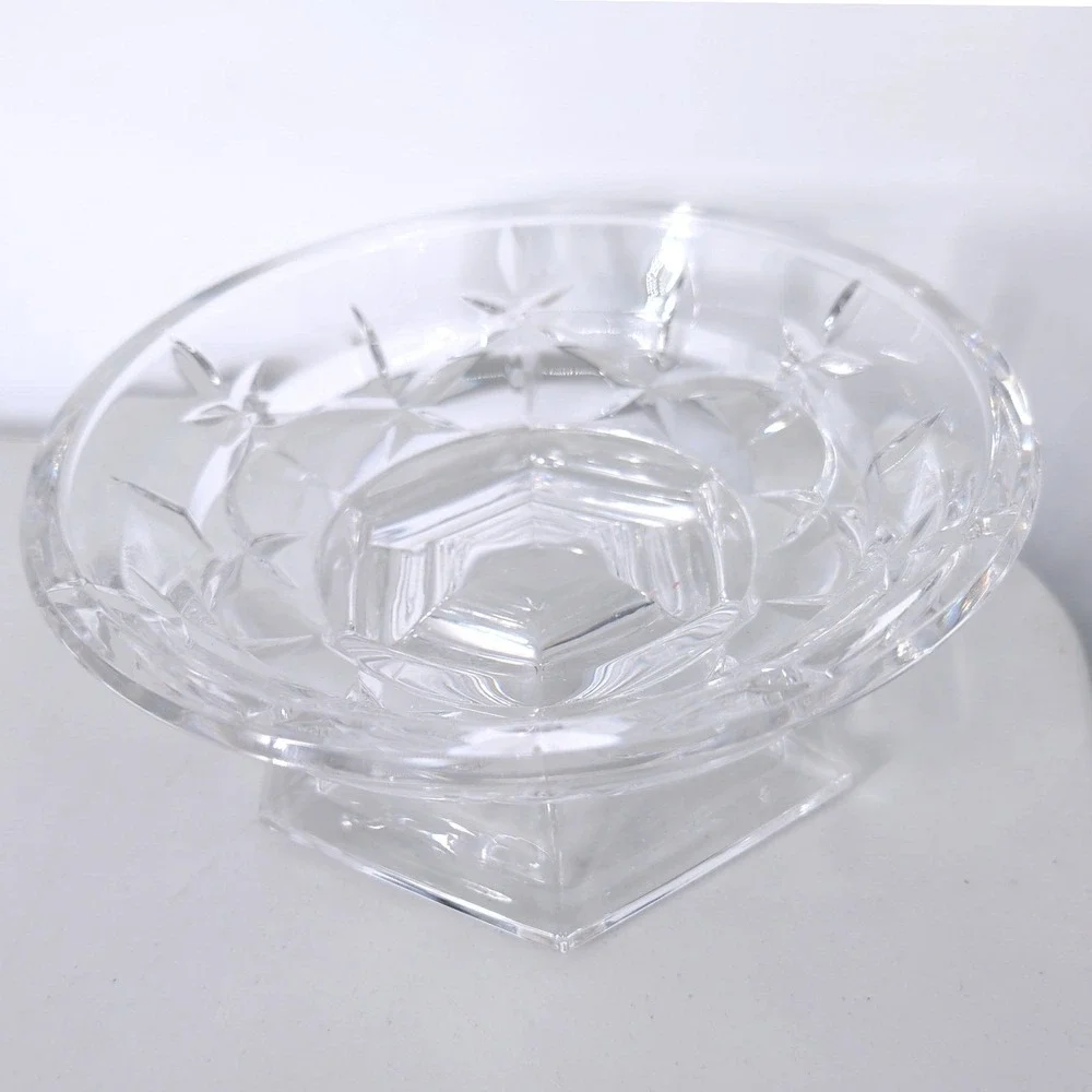 Gorham Lady Anne Crystal Vintage Pedestal Bowl Hexagon Footed Centerpiece 8.5in